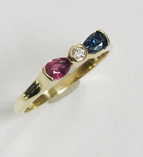 Rubin-Saphir Ring 585G 0,095ct